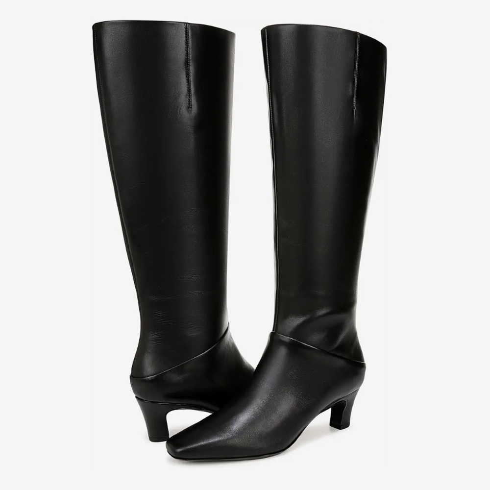 NWOT Franco Sarto Black Leather Knee High Boots-Size 8.5